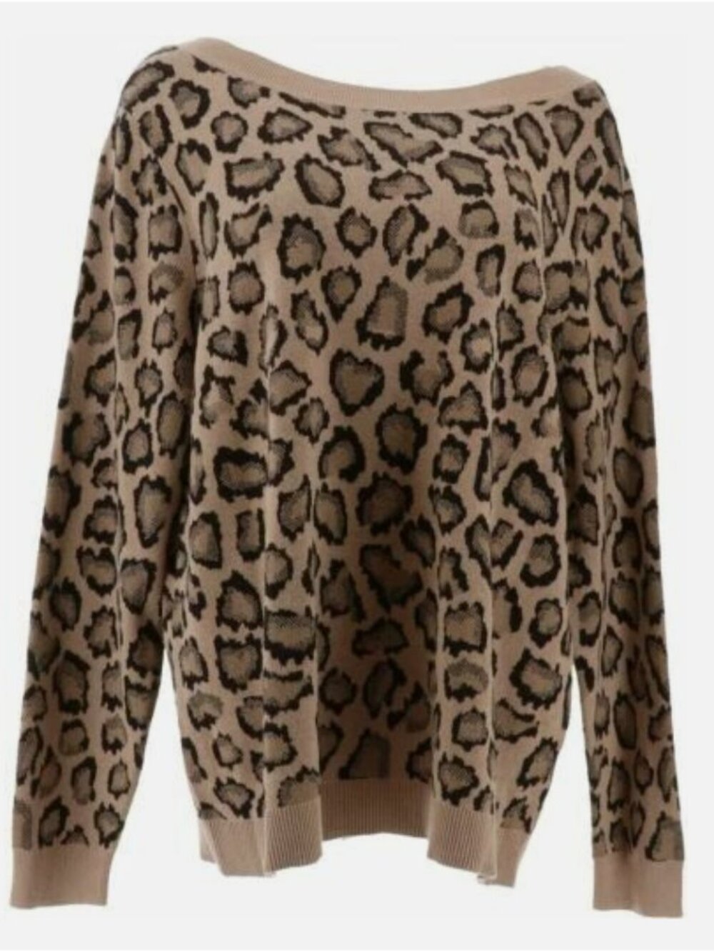 Rachel Hollis Ltd. Leopard Pull-Over Sweater-Gold-Large-A374148-NEW